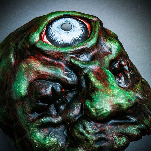 Halloween Horror Monster One-Eyed Party Mask Green - Picture 4 of 8